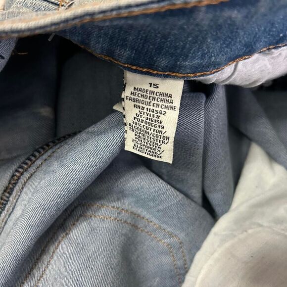 NWT! Dollhouse Junior Girl sz 15 Blue Jean distressed rips & paint Capri skinny - Picture 7 of 7